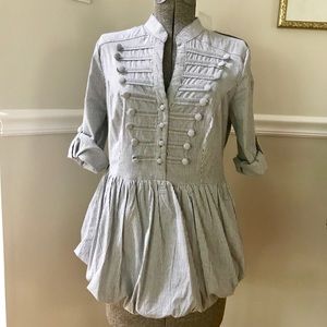 NEW $78 ModCloth Striped peplum blouse w/buttons M
